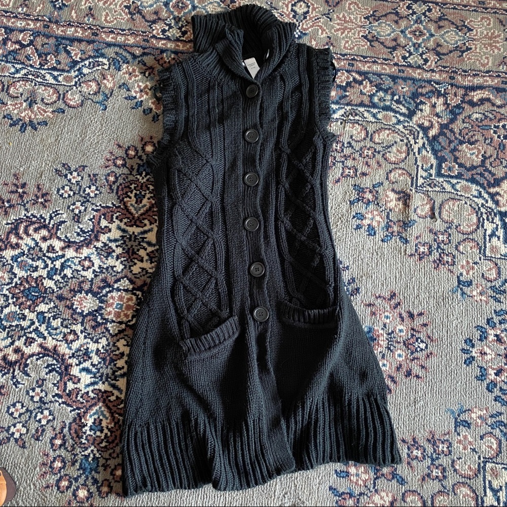Sleeveless Black Cable Knit Dress